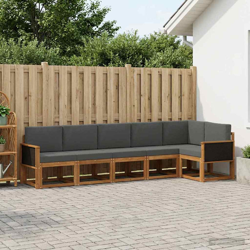 Set de canapele de exterior 6 buc. Natural și Antracit