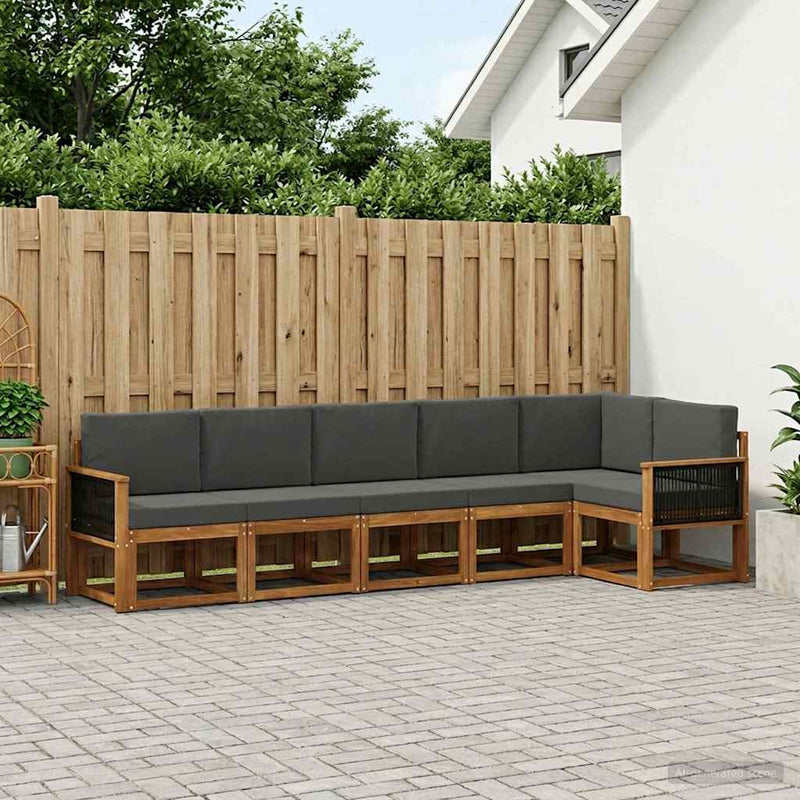 Set de canapele de exterior 6 buc. Natural și Antracit