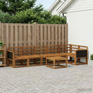 Set de canapele de exterior 7 buc. natural Lemn Solid de Acacia