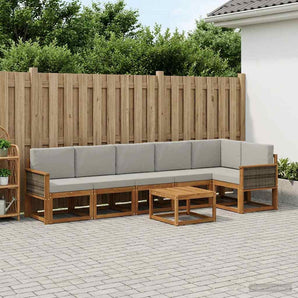 Set de canapele de exterior 7 buc. Natural și gri deschis
