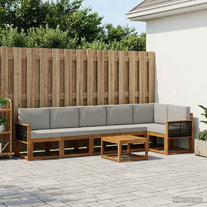 Set de canapele de exterior 7 buc. Natural și gri deschis