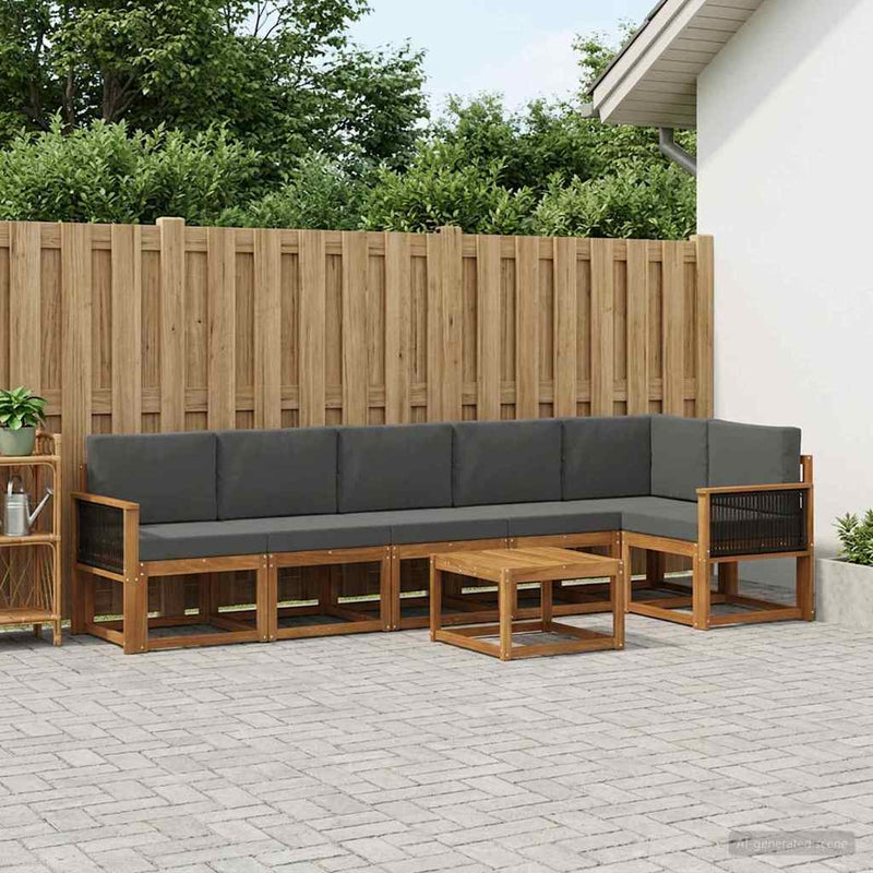 Set de canapele de exterior 7 buc. Natural și Antracit