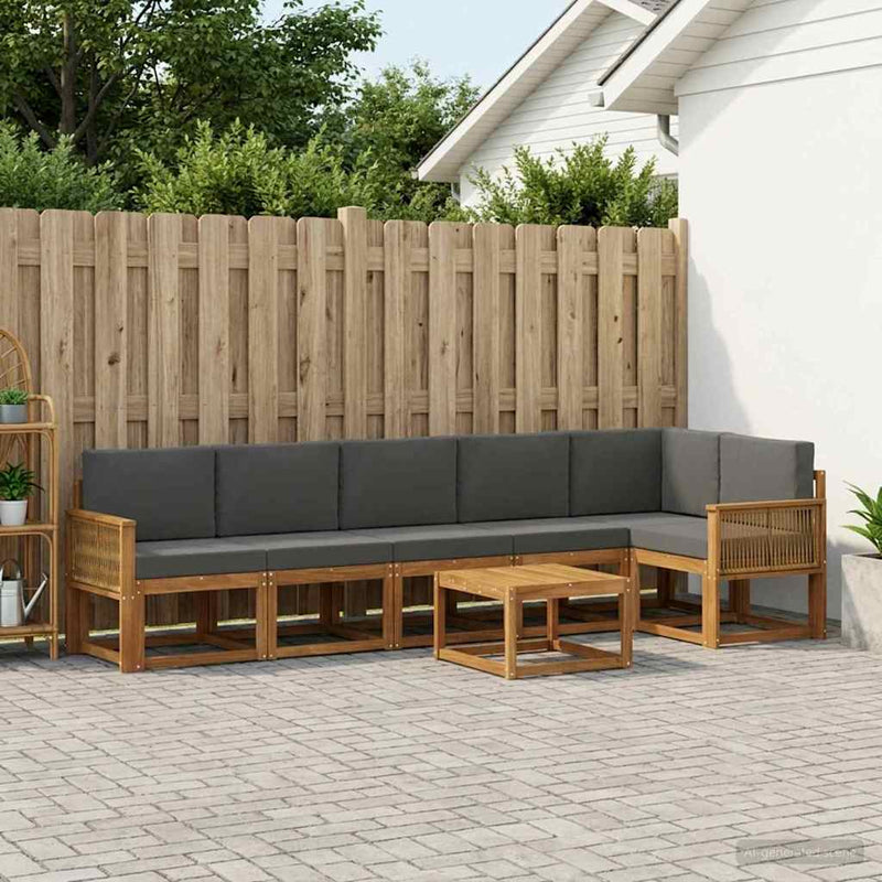 Set de canapele de exterior 7 buc. Natural și Antracit