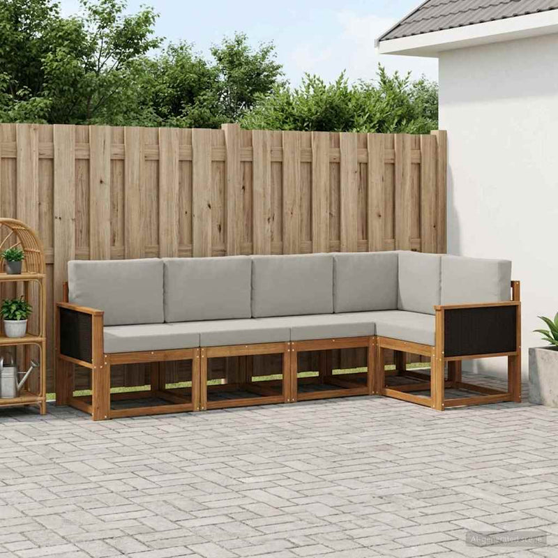 Set de canapele de exterior 7 buc. Natural și gri deschis