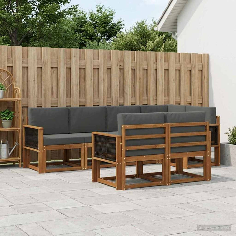 Set de canapele de exterior 7 buc. Natural și Antracit