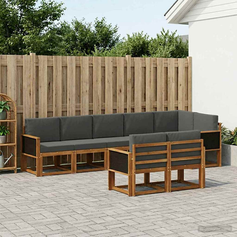 Set de canapele de exterior 8 buc. Natural și Antracit