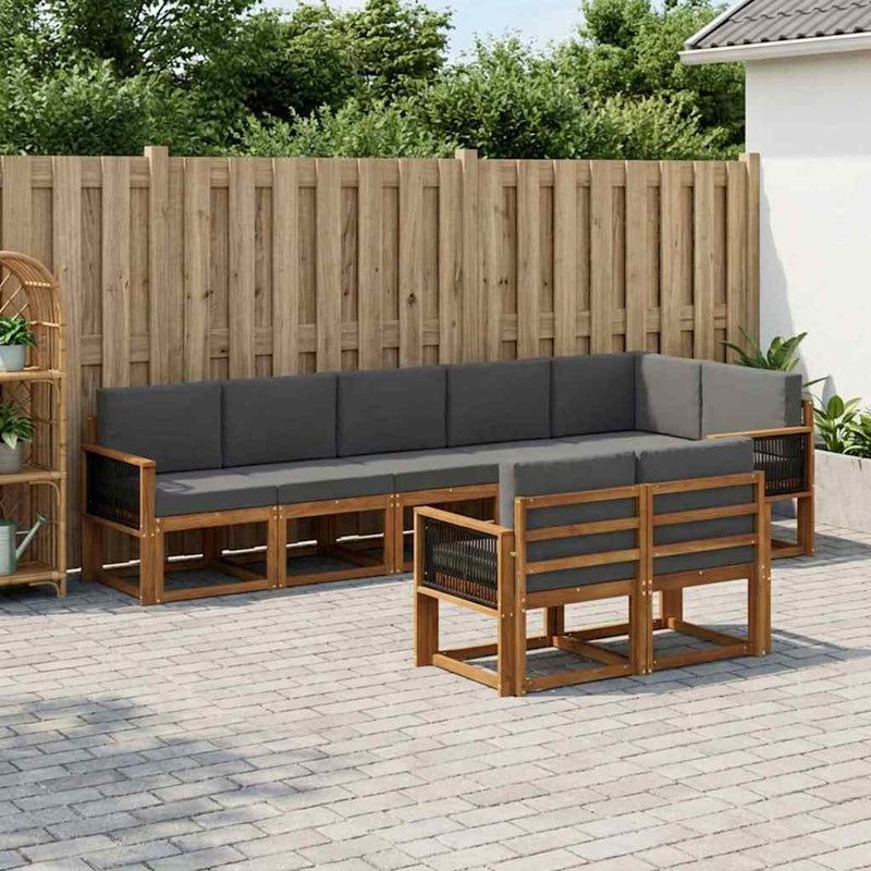 Set de canapele de exterior 8 buc. Natural și Antracit