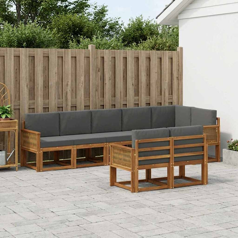 Set de canapele de exterior 8 buc. Natural și Antracit