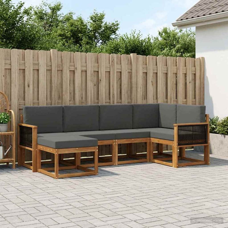 Set de canapele de exterior 6 buc. Natural și Antracit