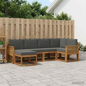 Set de canapele de exterior 6 buc. Natural și Antracit
