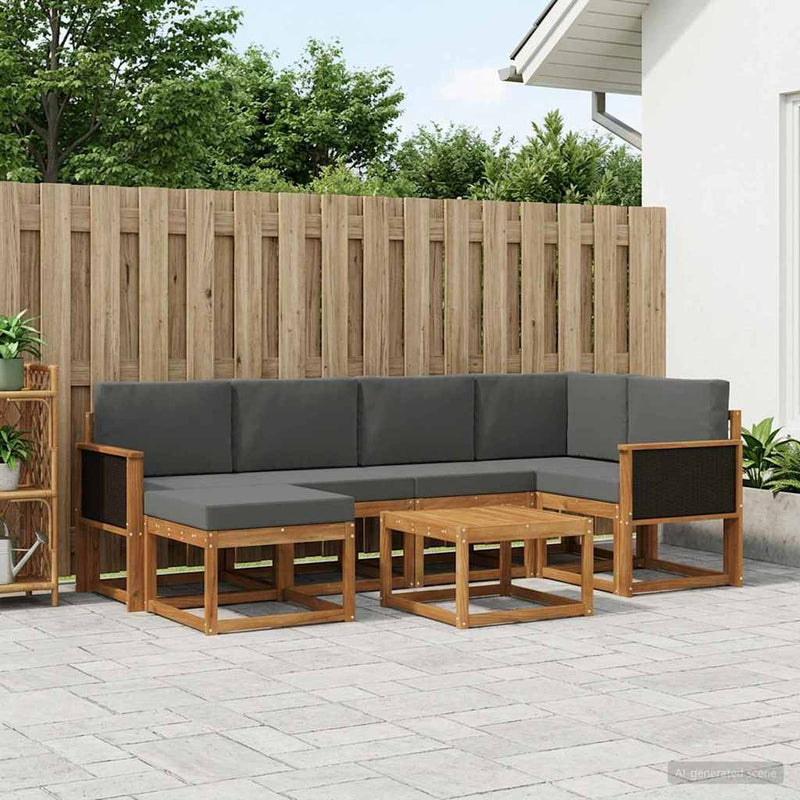 Set de canapele de exterior 7 buc. Natural și Antracit