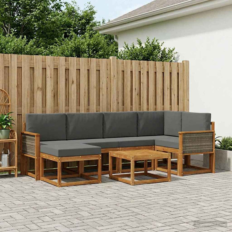 Set de canapele de exterior 7 buc. Natural și Antracit