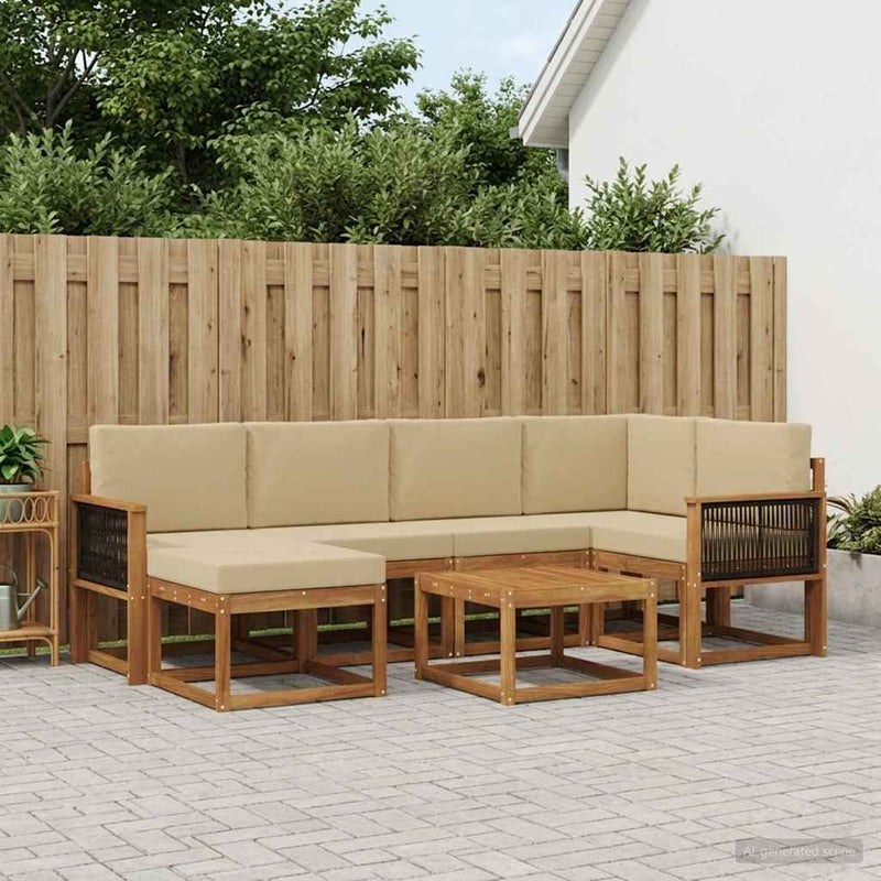 Set de canapele de exterior 7 buc. Natural și Bej