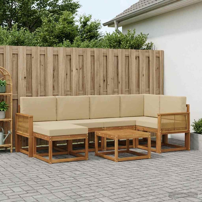 Set de canapele de exterior 7 buc. Natural și Bej