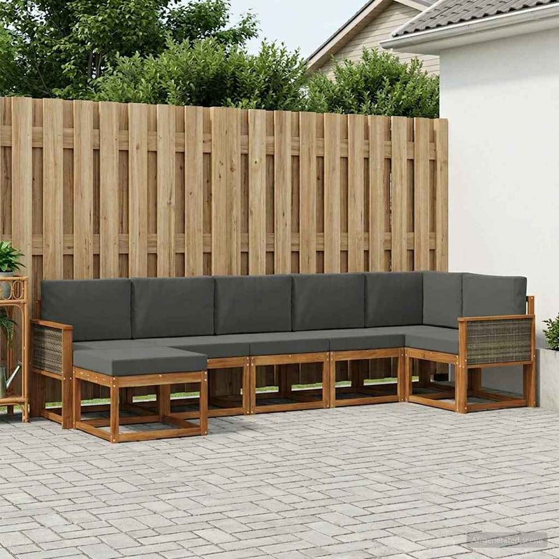 Set de canapele de exterior 7 buc. Natural și Antracit