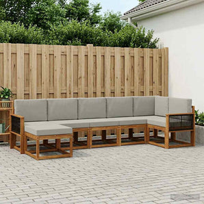 Set de canapele de exterior 7 buc. Natural și gri deschis