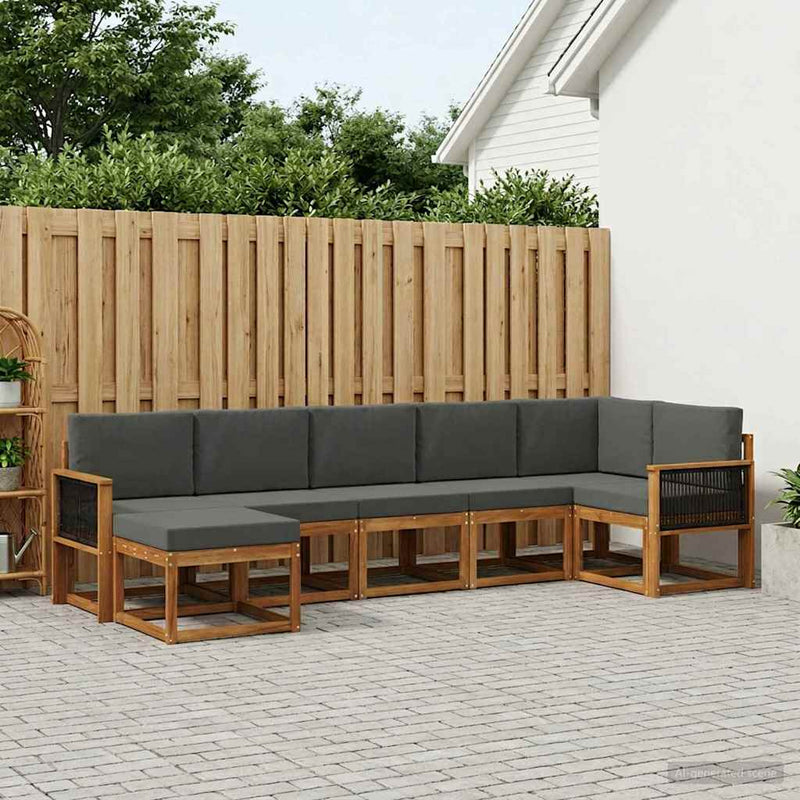 Set de canapele de exterior 7 buc. Natural și Antracit