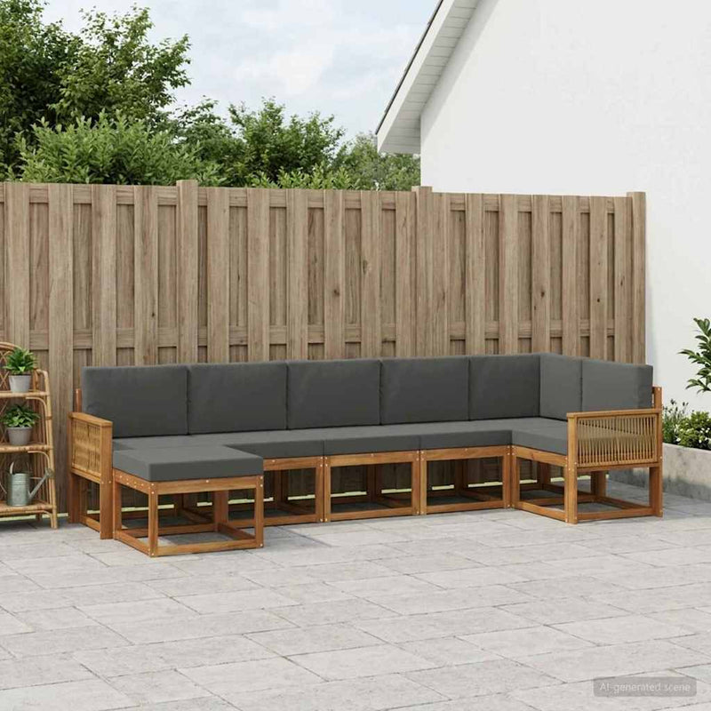 Set de canapele de exterior 7 buc. Natural și Antracit