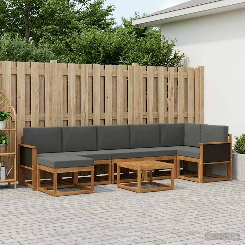 Set de canapele de exterior 8 buc. Natural și Antracit