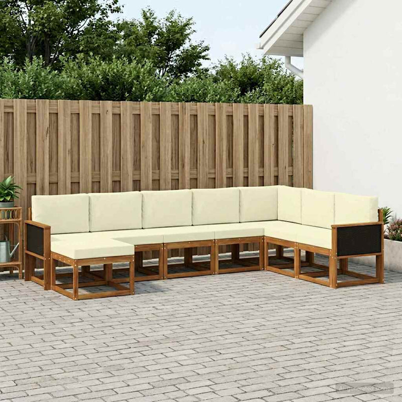 Set de canapele de exterior 8 buc. Natural și Crem