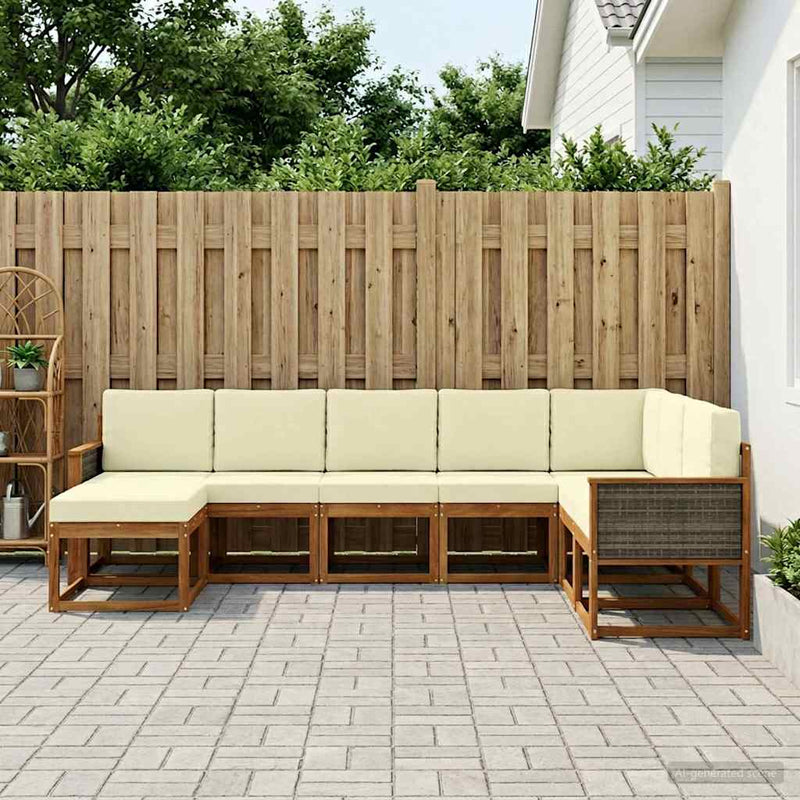 Set de canapele de exterior 8 buc. Natural și Crem