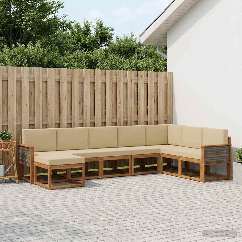 Set de canapele de exterior 8 buc. Natural și Bej