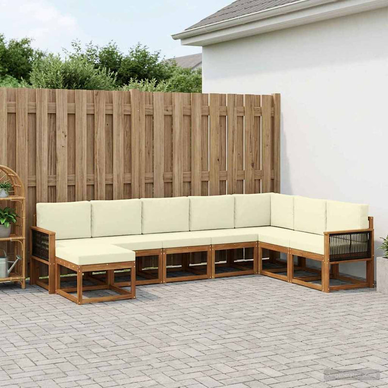Set de canapele de exterior 8 buc. Natural și Crem