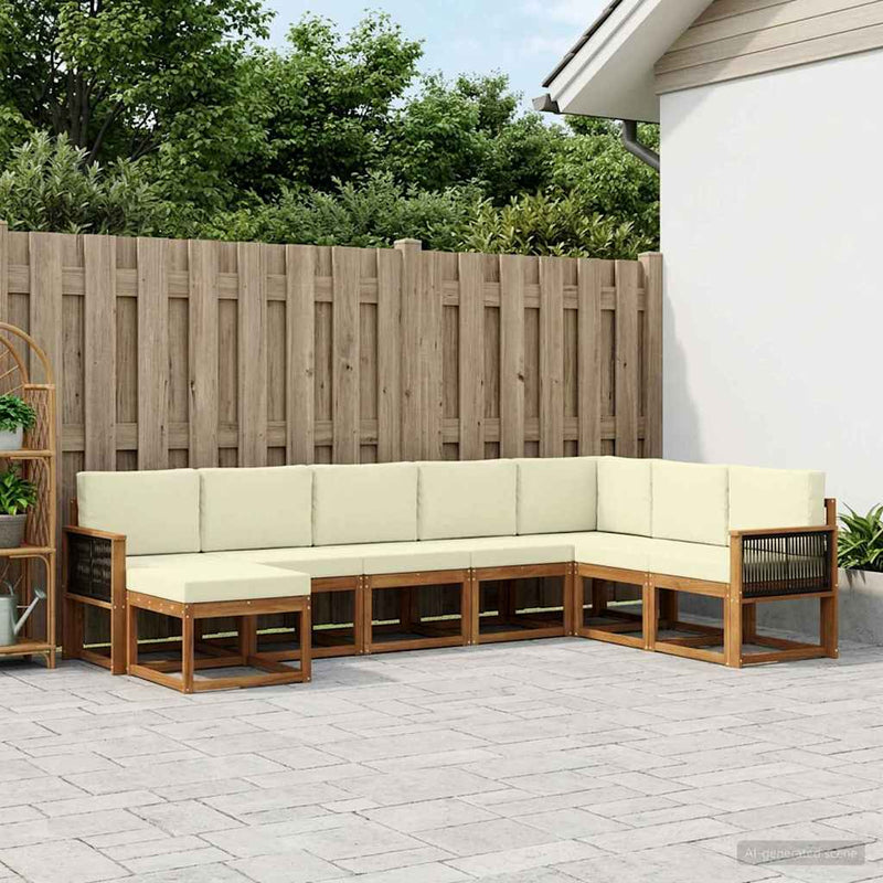 Set de canapele de exterior 8 buc. Natural și Crem