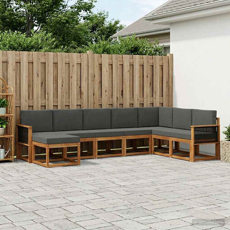 Set de canapele de exterior 8 buc. Natural și Antracit