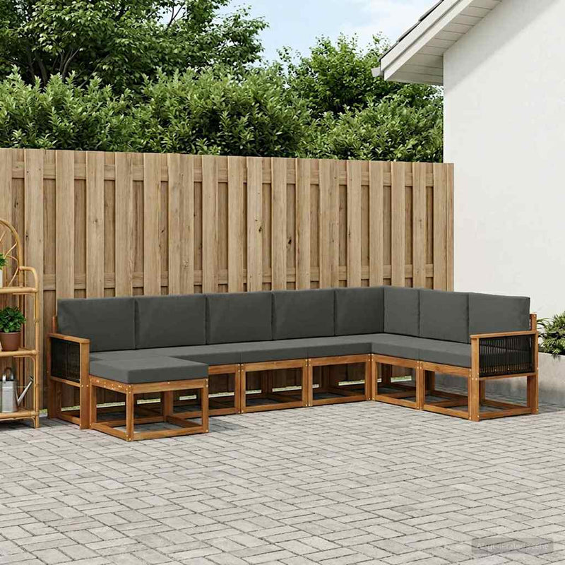 Set de canapele de exterior 8 buc. Natural și Antracit
