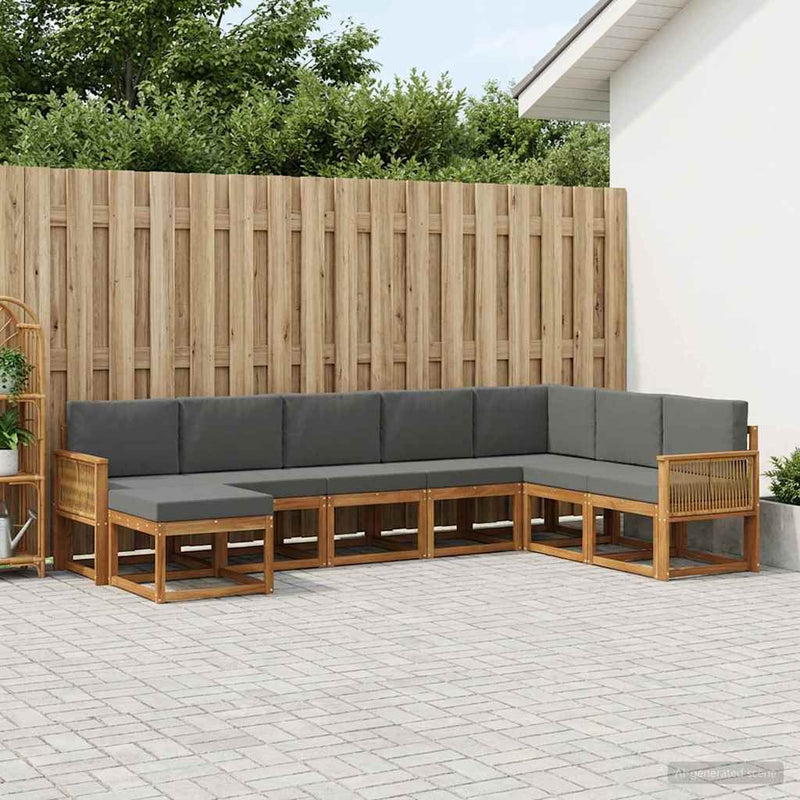 Set de canapele de exterior 8 buc. Natural și Antracit