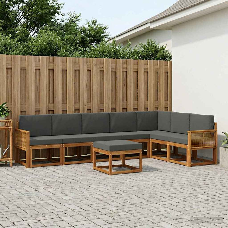 Set de canapele de exterior 8 buc. Natural și Antracit
