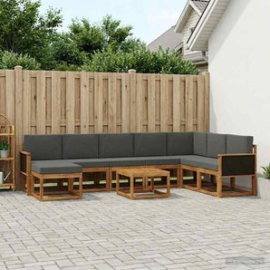 Set de canapele de exterior 9 buc. Natural și Antracit