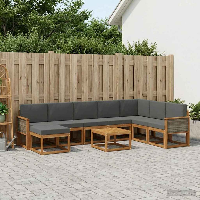 Set de canapele de exterior 9 buc. Natural și Antracit