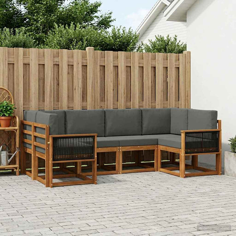 Set de canapele de exterior 6 buc. Natural și Antracit