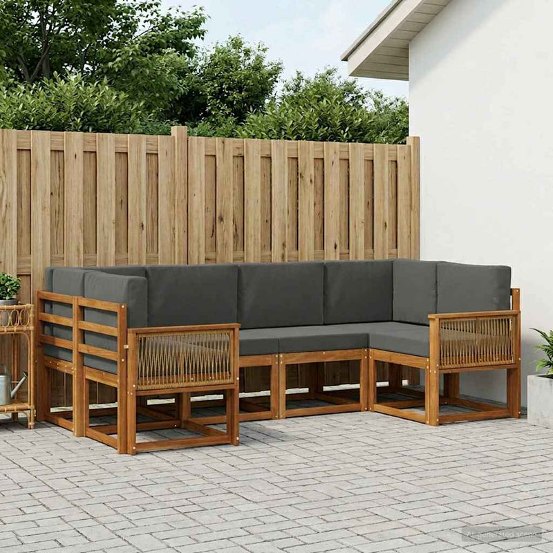 Set de canapele de exterior 6 buc. Natural și Antracit