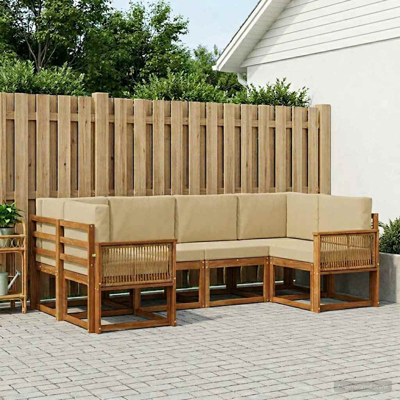 Set de canapele de exterior 6 buc. Natural și Bej