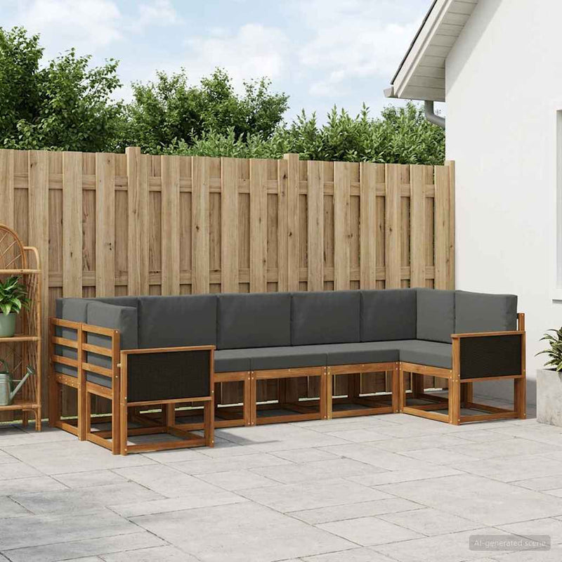 Set de canapele de exterior 7 buc. Natural și Antracit