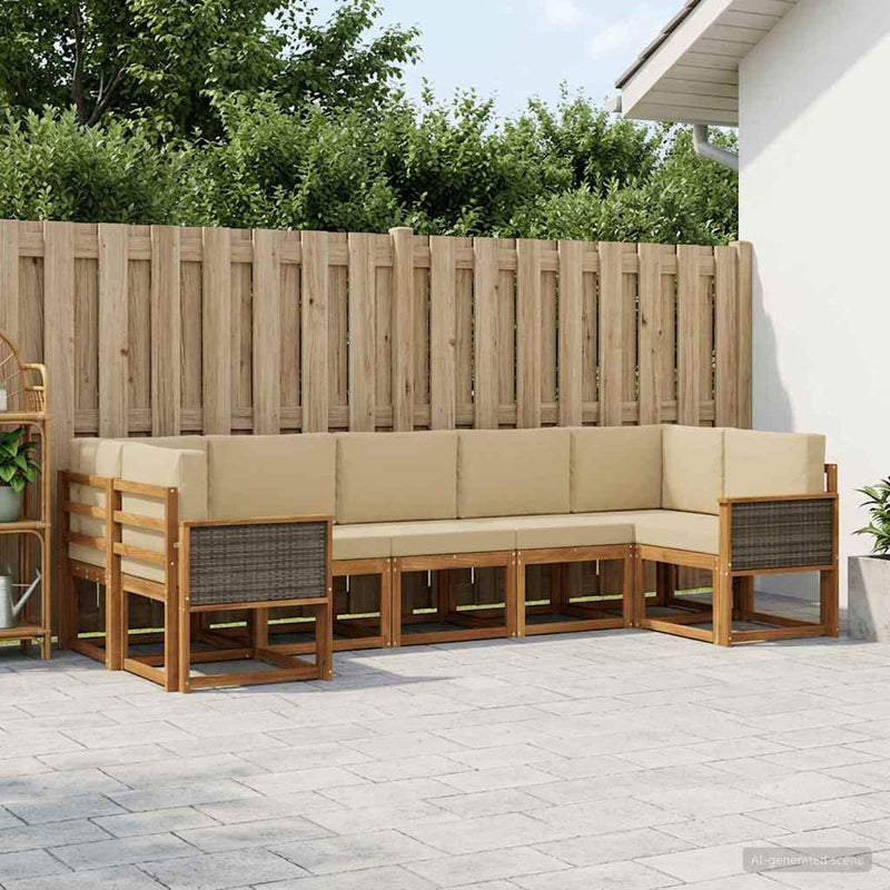 Set de canapele de exterior 7 buc. Natural și Bej