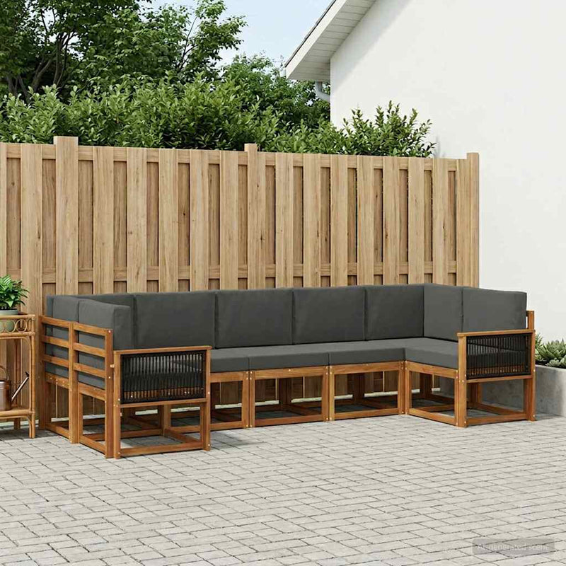Set de canapele de exterior 7 buc. Natural și Antracit