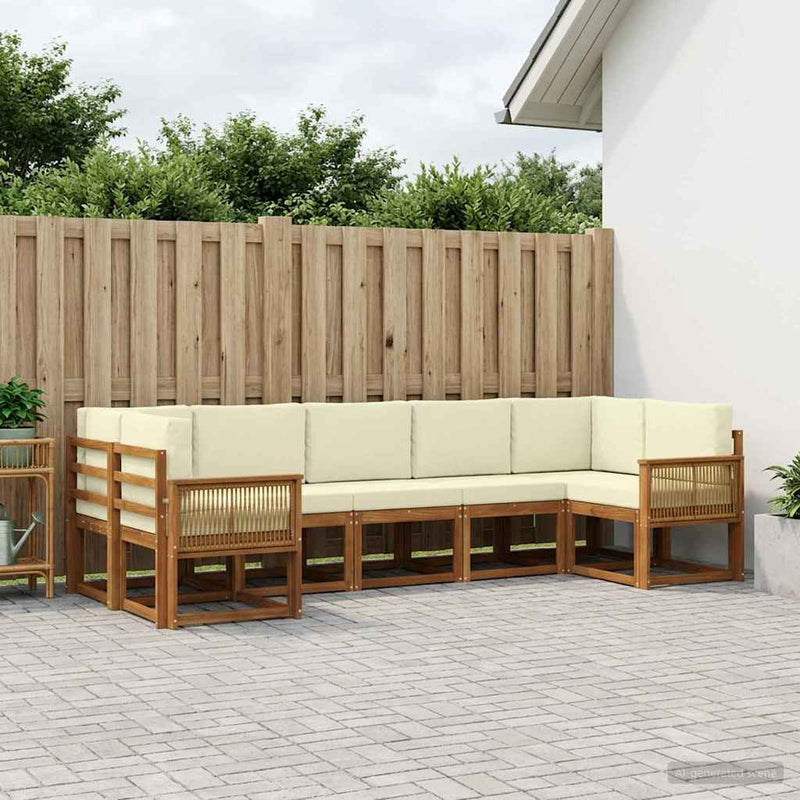 Set de canapele de exterior 7 buc. Natural și Crem