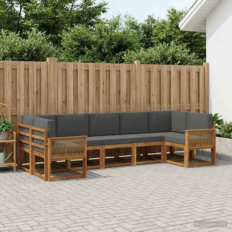 Set de canapele de exterior 7 buc. Natural și Antracit
