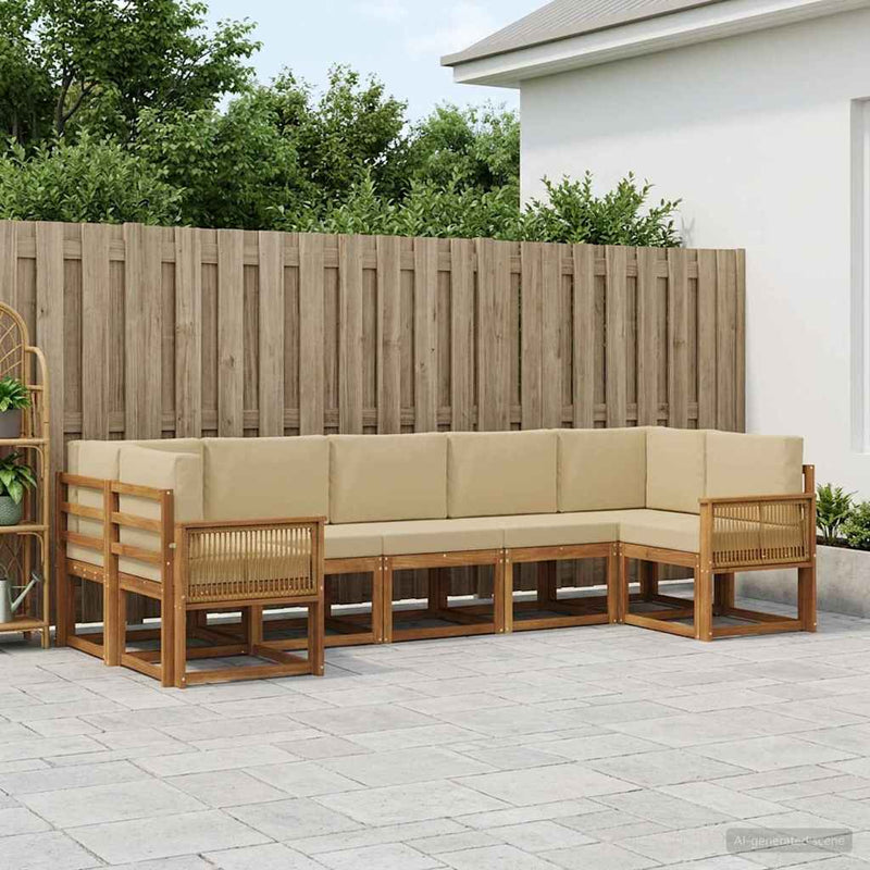 Set de canapele de exterior 7 buc. Natural și Bej