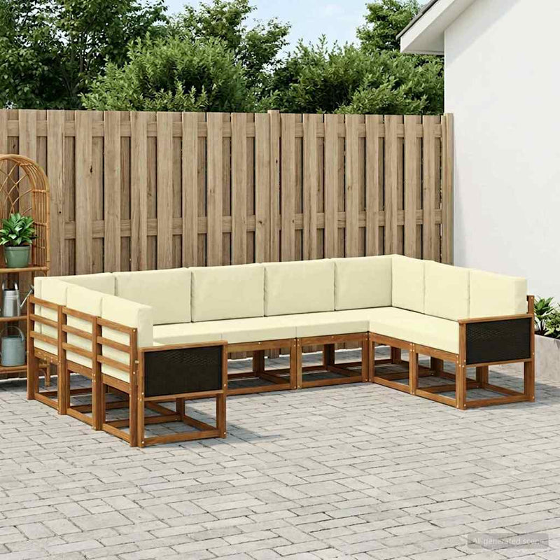 Set de canapele de exterior 9 buc. Natural și Crem
