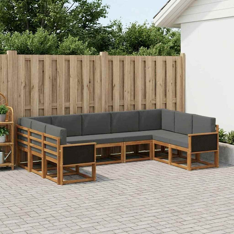 Set de canapele de exterior 9 buc. Natural și Antracit