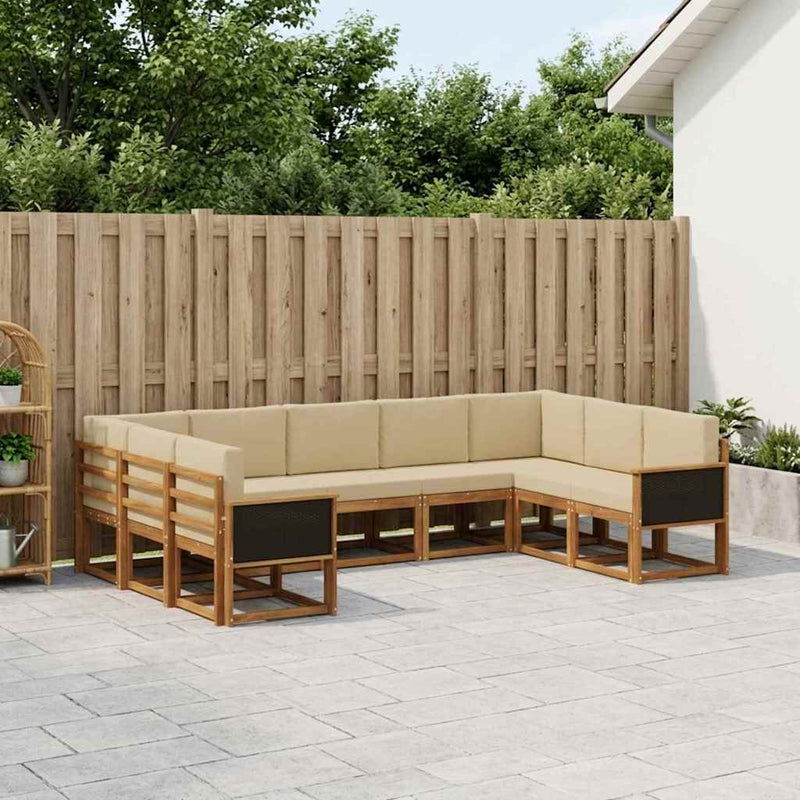 Set de canapele de exterior 9 buc. Natural și Bej