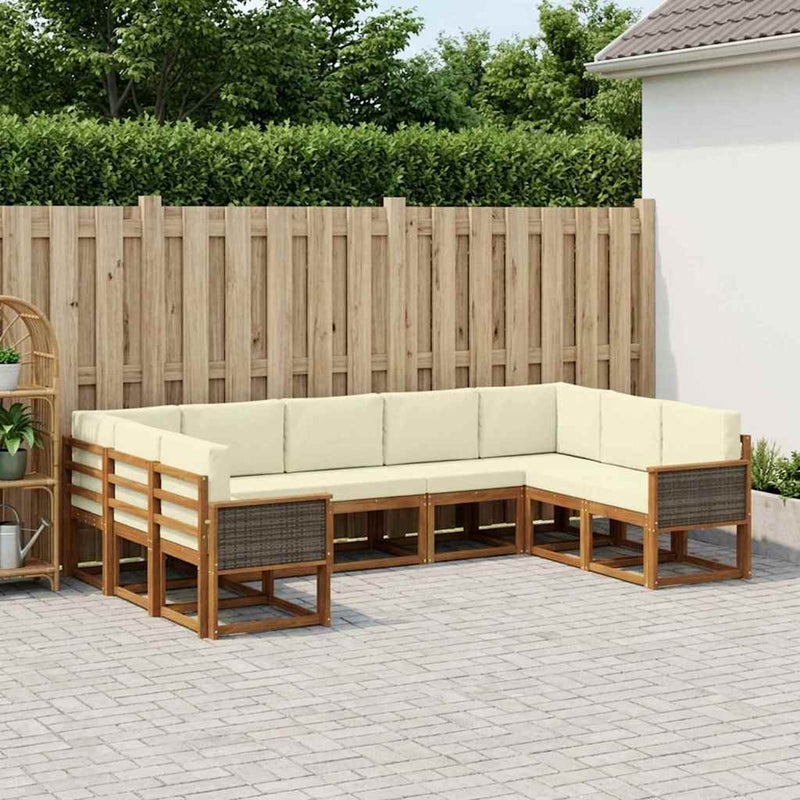 Set de canapele de exterior 9 buc. Natural și Crem