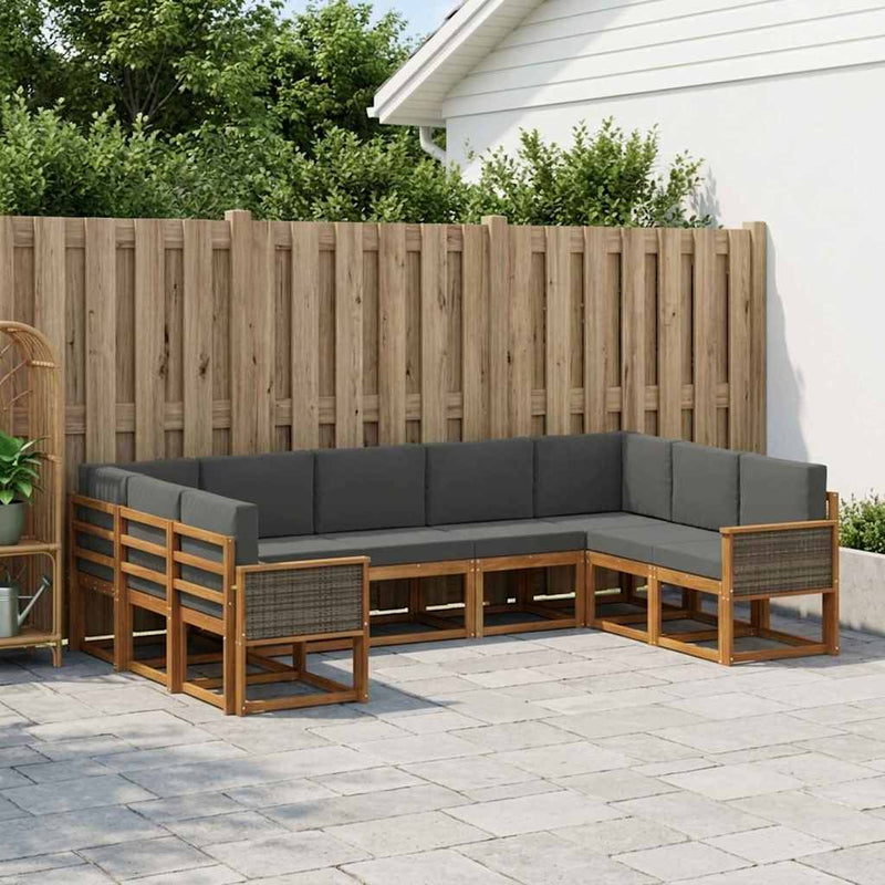 Set de canapele de exterior 9 buc. Natural și Antracit