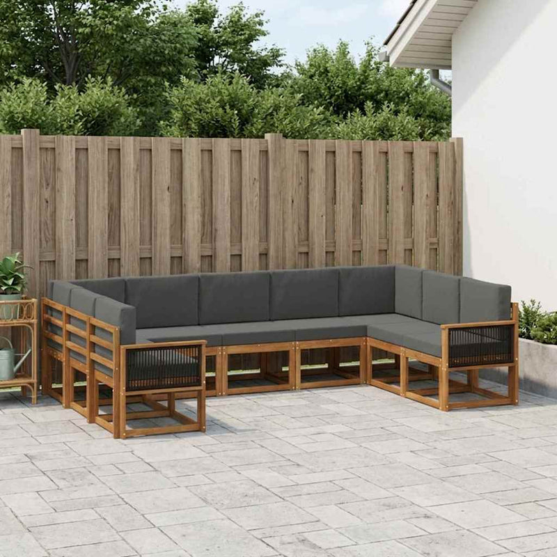 Set de canapele de exterior 9 buc. Natural și Antracit