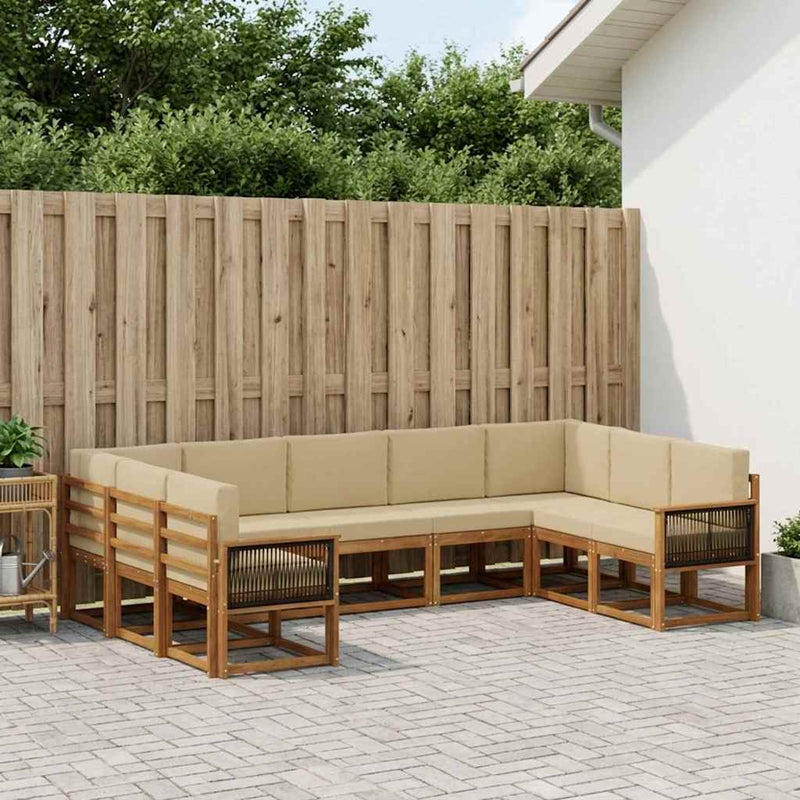 Set de canapele de exterior 9 buc. Natural și Bej